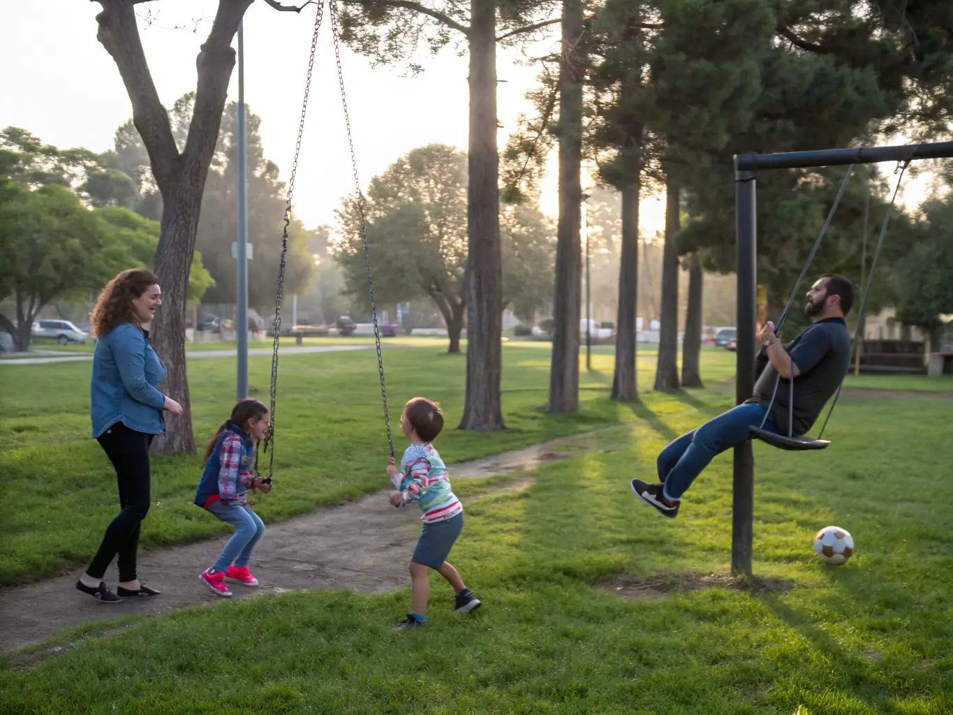A young family enjoying outdoor activities, symbolizing the temporary needs covered by term life insurance.
